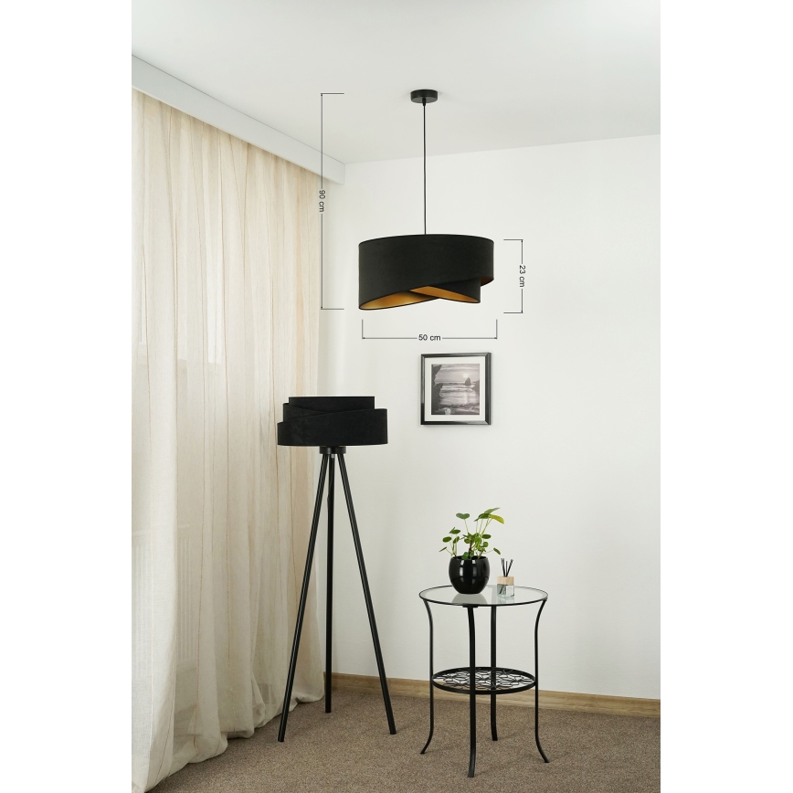 Brilagi - Lampadario LED a sospensione con filo LYRA 1xE27/15W/230V nero/oro