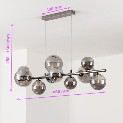 Brilagi - Lampadario LED a sospensione con filo MILLA 10xG9/3W/230V cromo lucido/fumé