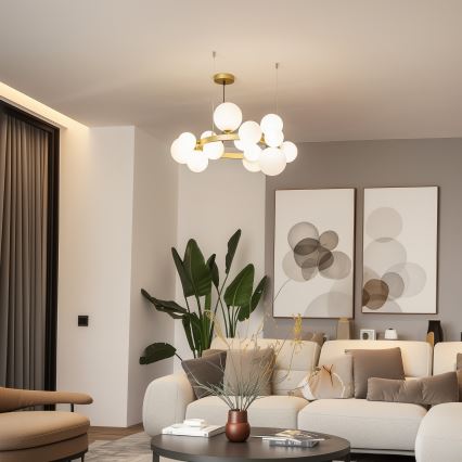 Brilagi - Lampadario LED a sospensione con filo MILLA 15xG9/3W/230V oro/bianco