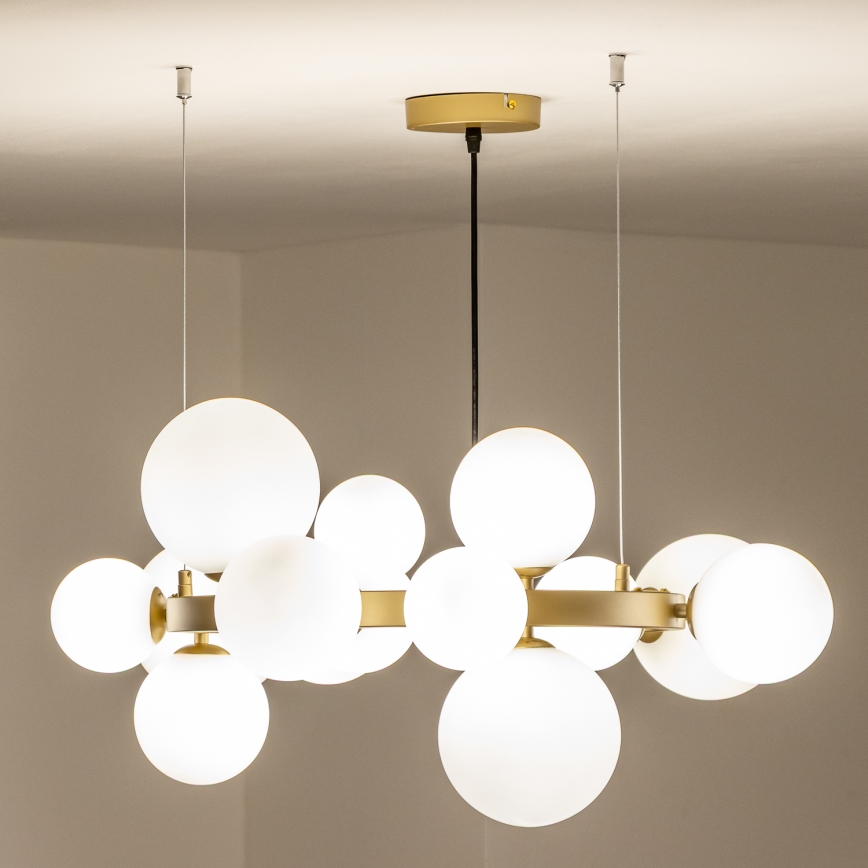 Brilagi - Lampadario LED a sospensione con filo MILLA 15xG9/3W/230V oro/bianco