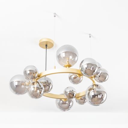 Brilagi - Lampadario LED a sospensione con filo MILLA 15xG9/3W/230V oro/fumé