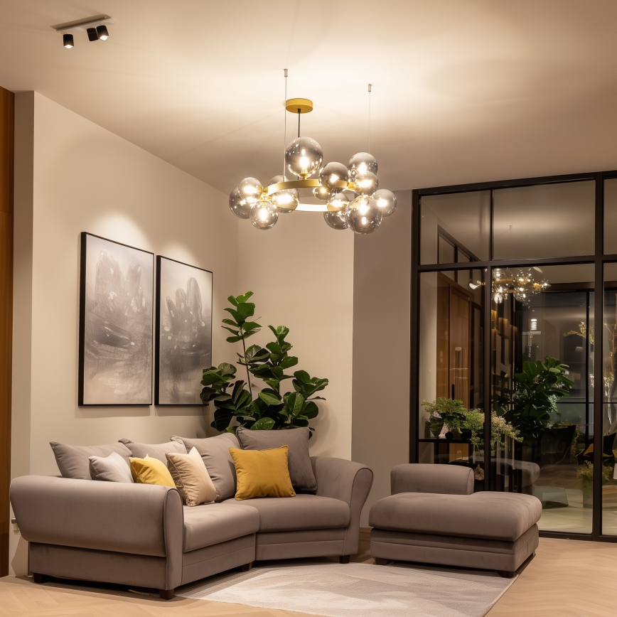 Brilagi - Lampadario LED a sospensione con filo MILLA 15xG9/3W/230V oro/fumé