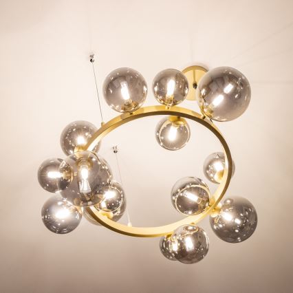 Brilagi - Lampadario LED a sospensione con filo MILLA 15xG9/3W/230V oro/fumé
