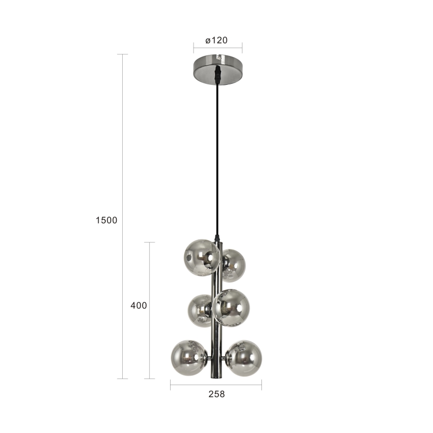 Brilagi - Lampadario LED a sospensione con filo MILLA 6xG9/3W/230V cromo lucido/fumé