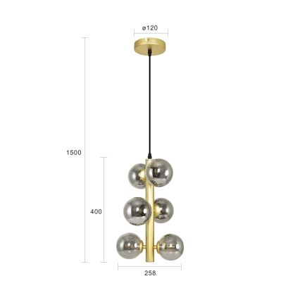 Brilagi - Lampadario LED a sospensione con filo MILLA 6xG9/3W/230V oro/fumé