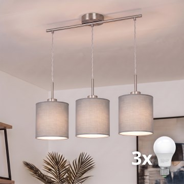 Brilagi - Lampadario LED a sospensione NUBILA 3xE27/60W/230V grigio chiaro