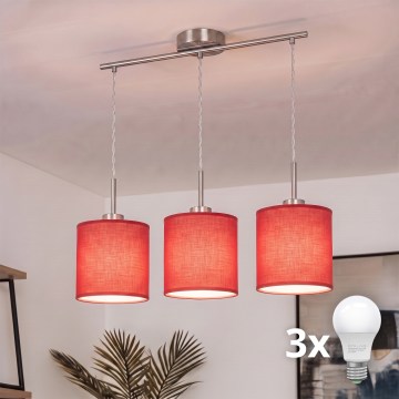 Brilagi - Lampadario LED a sospensione NUBILA 3xE27/60W/230V rosso