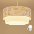 Brilagi - Lampadario LED a sospensione per bambini BOBO 1xE27/10W/230V Ø 40 cm bianco/beige/animaletti