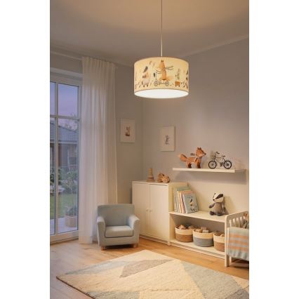 BRILAGI - Lampadario LED a sospensione per bambini BOBO 1xE27/60W/230V Ø 35 cm bianco/animaletti