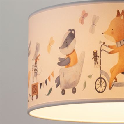 BRILAGI - Lampadario LED a sospensione per bambini BOBO 1xE27/60W/230V Ø 35 cm bianco/animaletti
