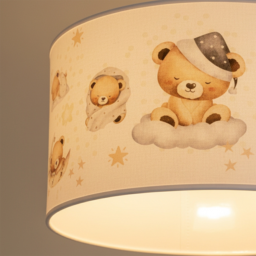 Brilagi - Lampadario LED a sospensione per bambini BOBO 1xE27/60W/230V Ø 35 cm bianco/con orsetti