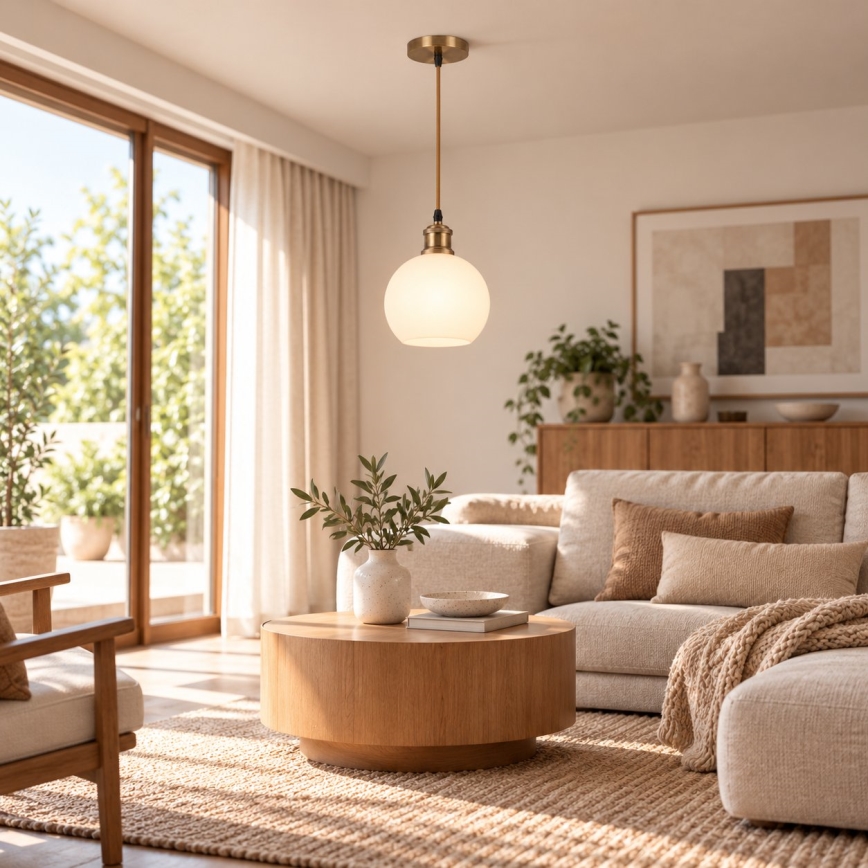 BRILAGI - Lampadario LED a sospensione RETRO GLASS 1xE27/60W/230V Ø 15 cm oro/bianco