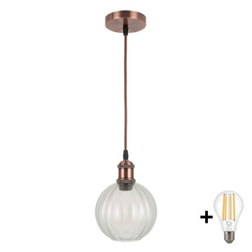 Brilagi - Lampadario LED a sospensione RETRO GLASS 1xE27/60W/230V Ø 18 cm bianco/trasparente