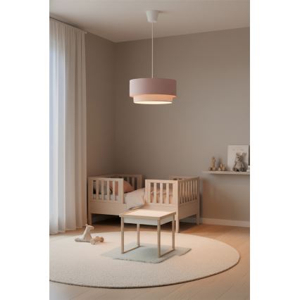 Brilagi - Lampadario LED a sospensione su cavo BOHO BOBO 1xE27/60W/230V Ø 40 cm rosa/panna