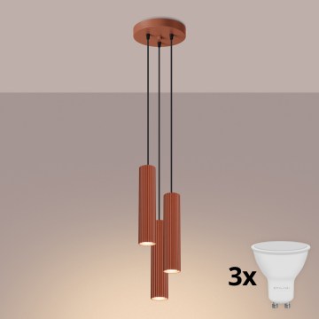 BRILAGI - Lampadario LED a sospensione su cavo CRESTO 3xGU10/10W/230V arancione
