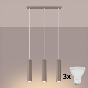 Brilagi - Lampadario LED a sospensione su cavo CRESTO 3xGU10/10W/230V taupe