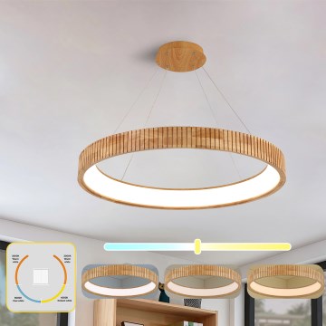 Brilagi - Lampadario LED a sospensione su cavo FALCON WOOD MODERN LED/60W/230V 3000/4000/6000K Ø 80 cm in legno