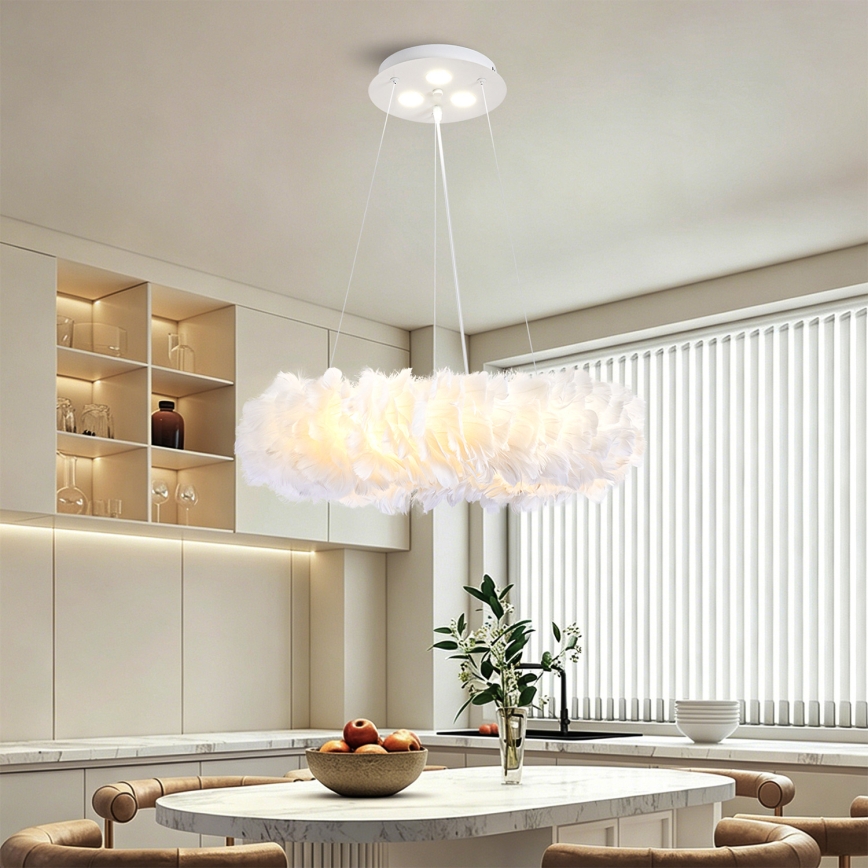 Brilagi - Lampadario LED a sospensione su cavo FEATHER 3xE27/40W/230V + 3xLED/3W Ø 50 cm bianco