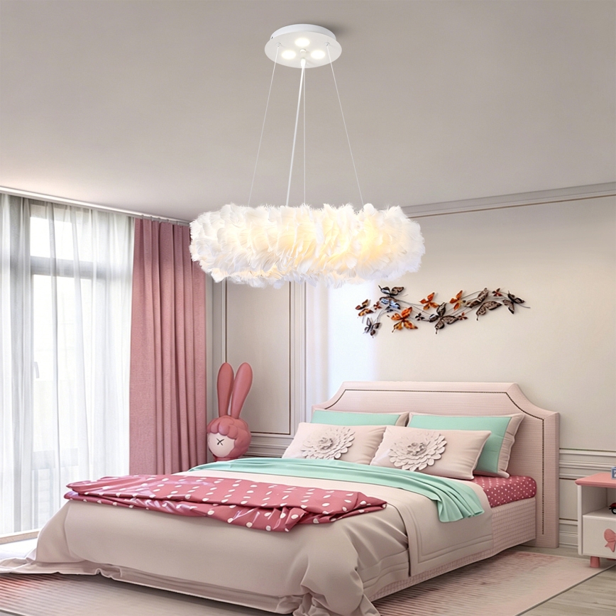 Brilagi - Lampadario LED a sospensione su cavo FEATHER 3xE27/40W/230V + 3xLED/3W Ø 50 cm bianco
