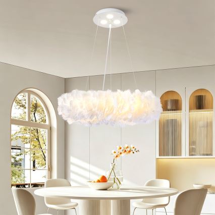 Brilagi - Lampadario LED a sospensione su cavo FEATHER 3xE27/40W/230V + 3xLED/3W Ø 50 cm bianco