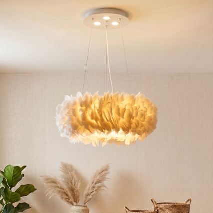Brilagi - Lampadario LED a sospensione su cavo FEATHER 3xE27/40W/230V + 3xLED/3W Ø 50 cm bianco