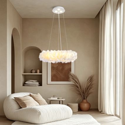 Brilagi - Lampadario LED a sospensione su cavo FEATHER 3xE27/40W/230V + 3xLED/3W Ø 50 cm bianco