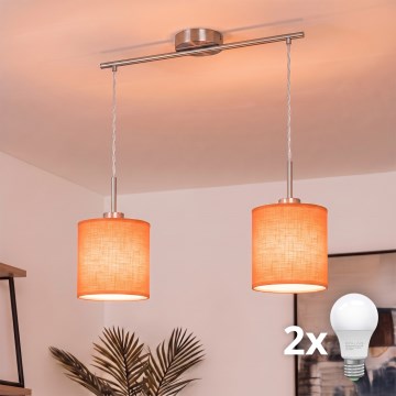 Brilagi - Lampadario LED a sospensione su cavo NUBILA 2xE27/60W/230V arancione