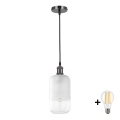 BRILAGI - Lampadario LED a sospensione su cavo RETRO GLASS 1xE27/60W/230V Ø 14 cm nero/bianco