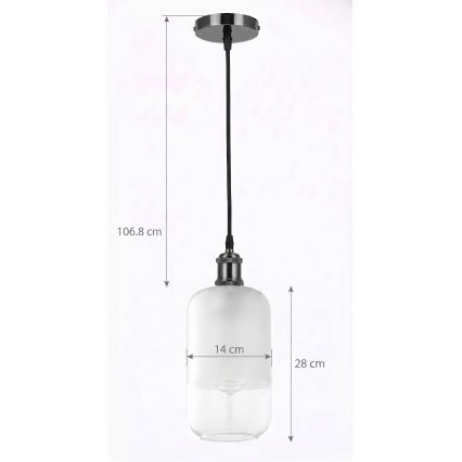 BRILAGI - Lampadario LED a sospensione su cavo RETRO GLASS 1xE27/60W/230V Ø 14 cm nero/bianco