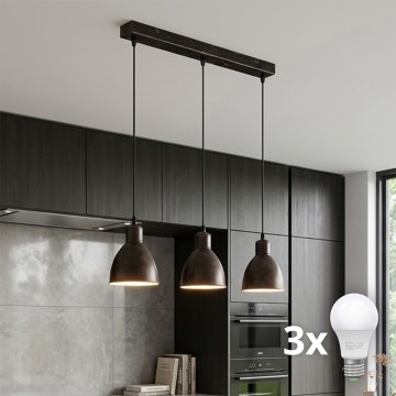 Brilagi - Lampadario LED a sospensione su cavo RIDDY 3xE27/60W/230V rame/patina