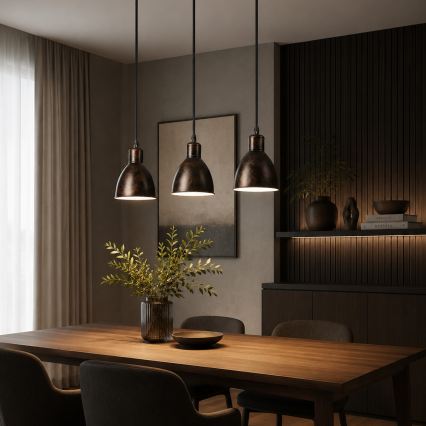 Brilagi - Lampadario LED a sospensione su cavo RIDDY 3xE27/60W/230V rame/patina