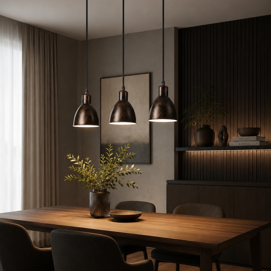 Brilagi - Lampadario LED a sospensione su cavo RIDDY 3xE27/60W/230V rame/patina