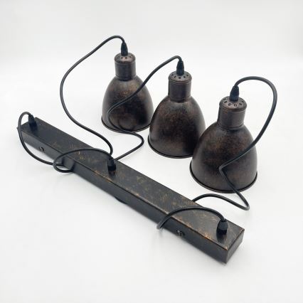 Brilagi - Lampadario LED a sospensione su cavo RIDDY 3xE27/60W/230V rame/patina