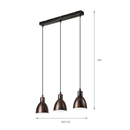 Brilagi - Lampadario LED a sospensione su cavo RIDDY 3xE27/60W/230V rame/patina