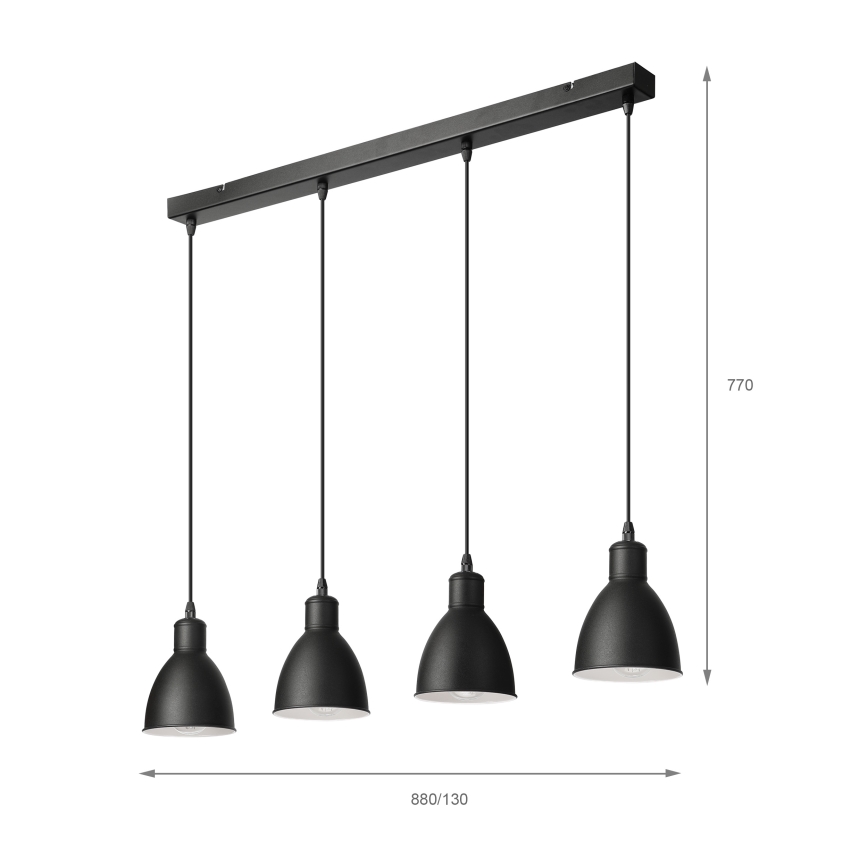 Brilagi - Lampadario LED a sospensione su cavo RIDDY 4xE27/60W/230V nero