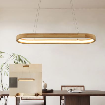 Brilagi - Lampadario LED a sospensione su cavo UMEA WOOD LED/30W/230V 70x20 cm legno di hevea
