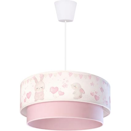 Brilagi - Lampada a sospensione LED per bambini BOBO 1xE27/60W/230V diam. 40 cm crema/rosa/coniglietti