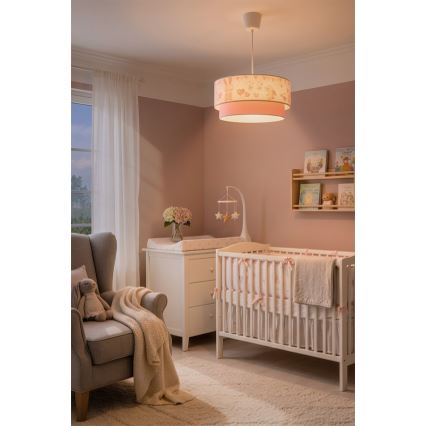 Brilagi - Lampada a sospensione LED per bambini BOBO 1xE27/60W/230V diam. 40 cm crema/rosa/coniglietti