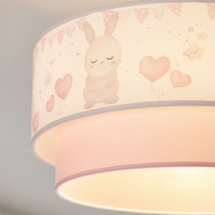 Brilagi - Lampada a sospensione LED per bambini BOBO 1xE27/60W/230V diam. 40 cm crema/rosa/coniglietti