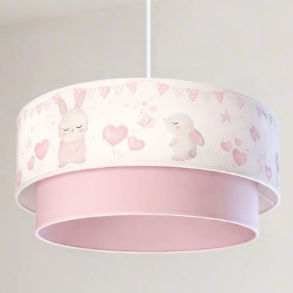 Brilagi - Lampada a sospensione LED per bambini BOBO 1xE27/60W/230V diam. 40 cm crema/rosa/coniglietti