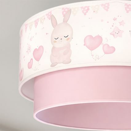 Brilagi - Lampada a sospensione LED per bambini BOBO 1xE27/60W/230V diam. 40 cm crema/rosa/coniglietti