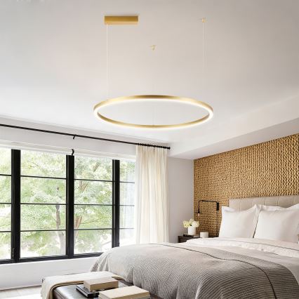 Brilagi - Lampadario LED dimmerabile sospeso su cavo PORTOFINO LED/60W/230V 3000-6000K Ø 80 cm dorato + telecomando