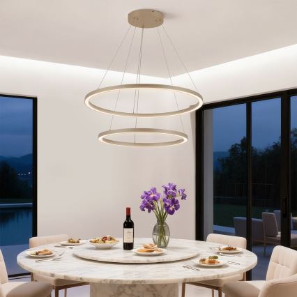 Brilagi - Lampadario LED dimmerabile a cavo PORTOFINO LED/98W/230V 3000-6000K Ø 80 cm beige + telecomando