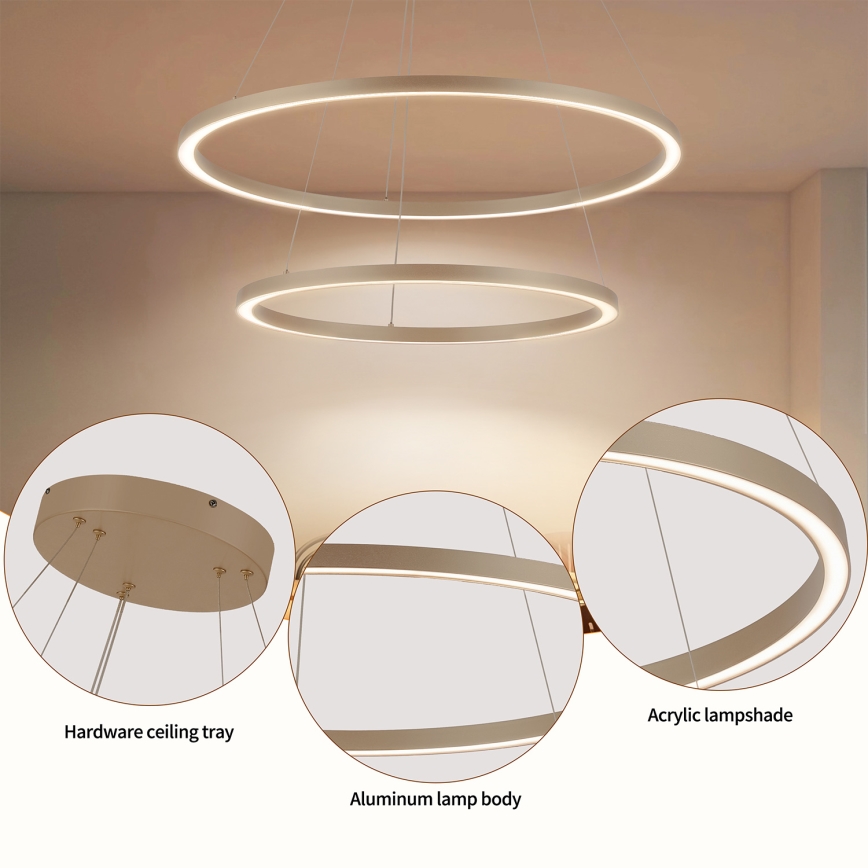 Brilagi - Lampadario LED dimmerabile a cavo PORTOFINO LED/98W/230V 3000-6000K Ø 80 cm beige + telecomando
