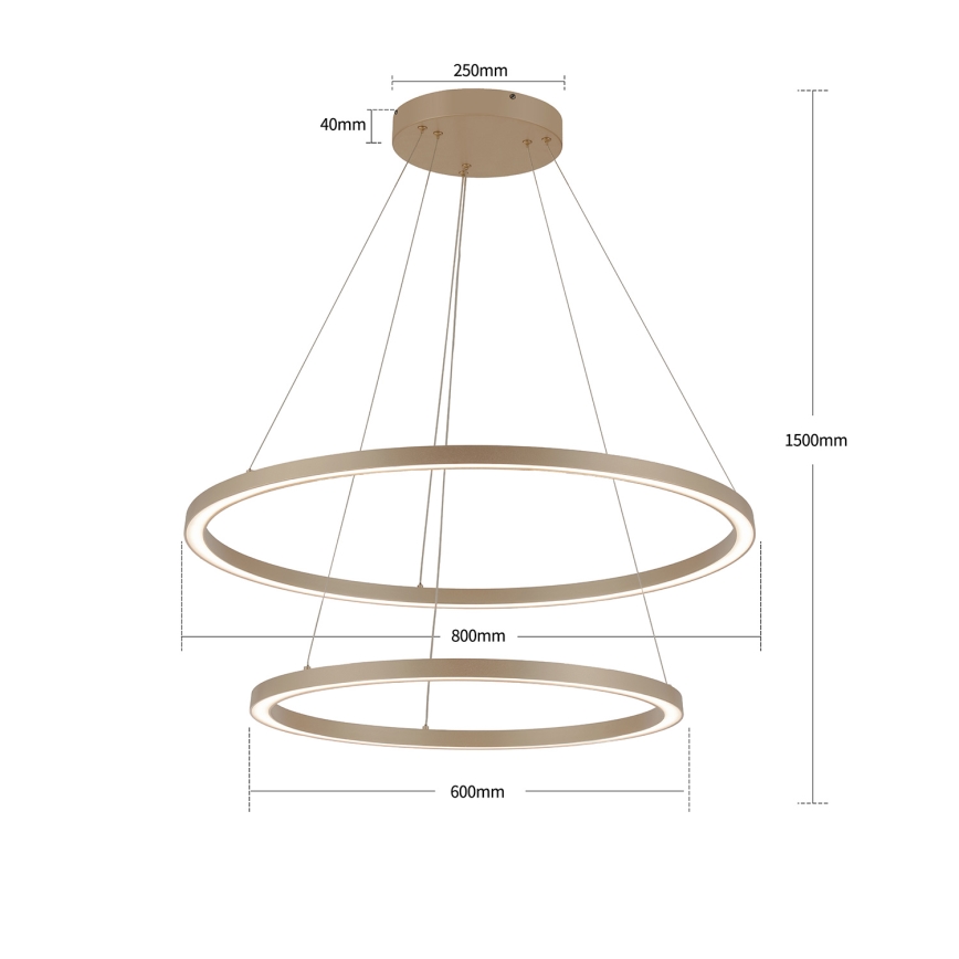 Brilagi - Lampadario LED dimmerabile a cavo PORTOFINO LED/98W/230V 3000-6000K Ø 80 cm beige + telecomando