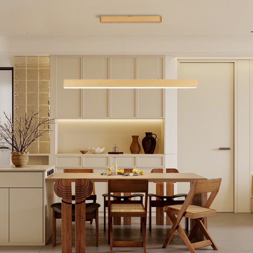 Brilagi - Lampadario LED dimmerabile SLEEKLINE SMART LED/40W/230V Wi-Fi Tuya finitura rovere + telecomando