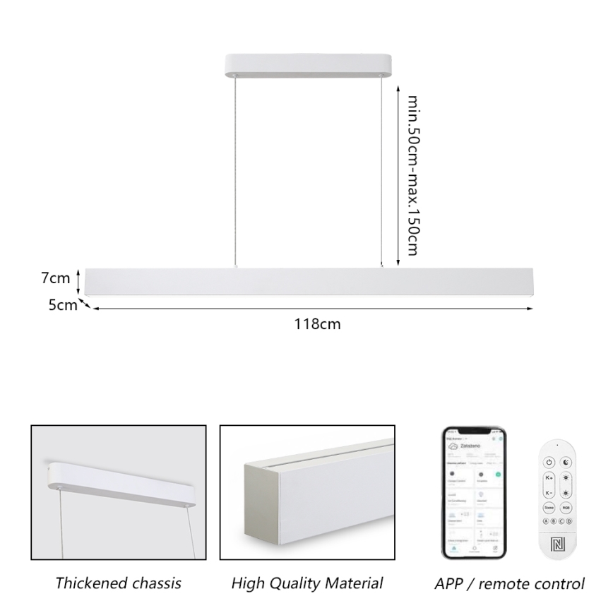 Brilagi - Lampadario a sospensione con filo LED dimmerabile SLEEKLINE SMART LED/40W/230V 3000-6000K Wi-Fi Tuya bianco + telecomando