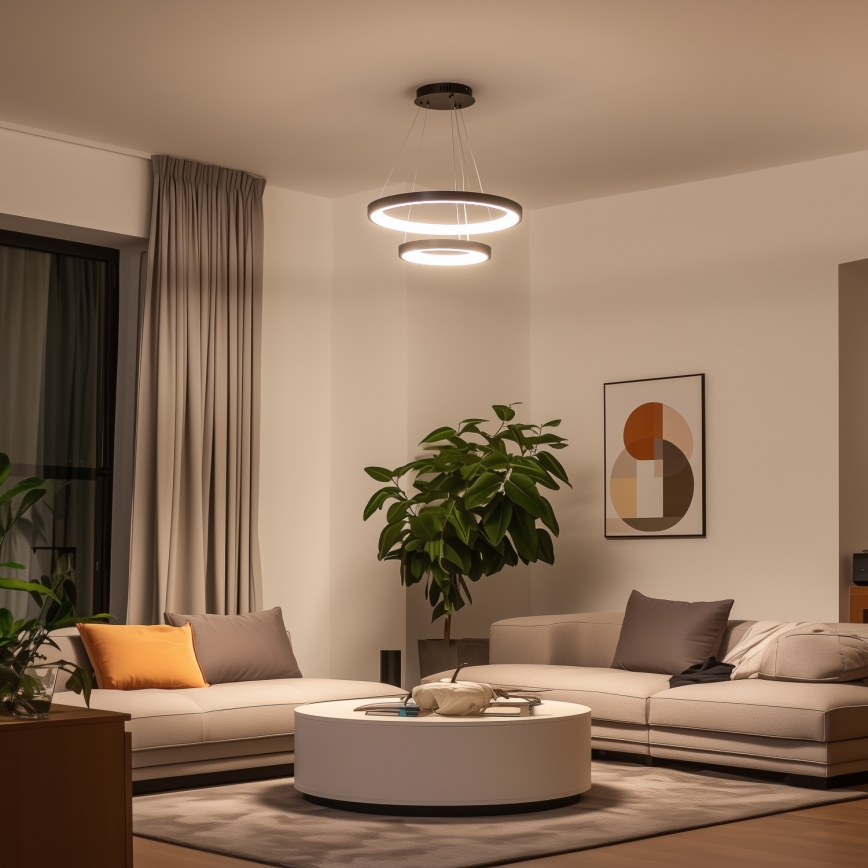 Brilagi - lampada a sospensione LED dimmerabile con cavo FALCON SLIM LED/68W/230V 3000-6500K Ø 50 cm nero + telecomando
