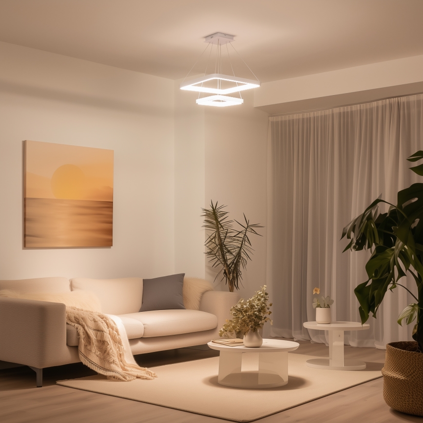 Brilagi - Lampada a sospensione dimmerabile su cavo FALCON SLIM LED/78W/230V 3000-6500K 50x50 cm bianco + telecomando