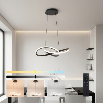 Brilagi - Lampadario LED dimmerabile su cavo INFINITY LED/55W/230V 3000-6000K 50x50 cm nero + telecomando